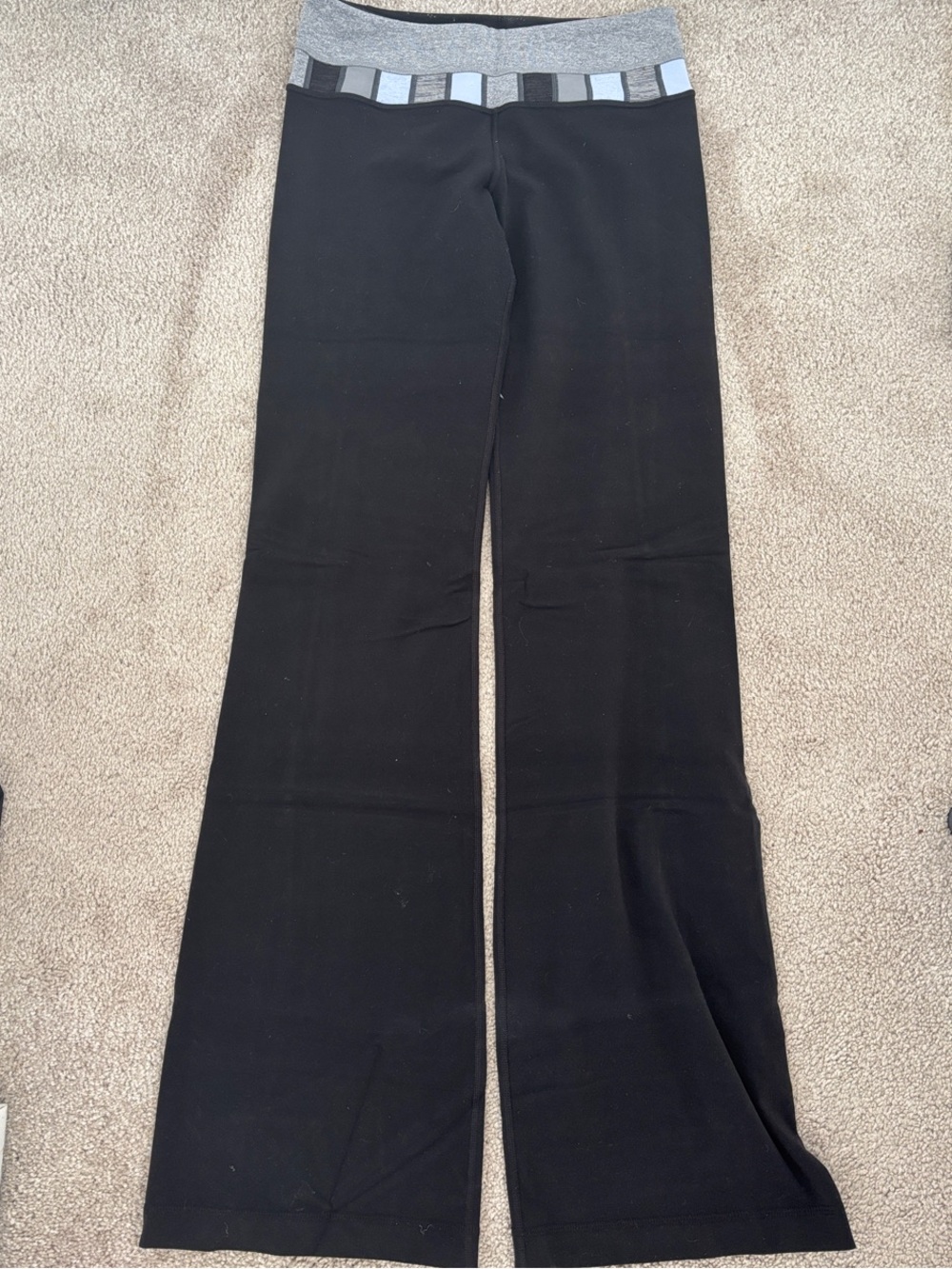 lululemon athletica Black Boot-Cut Pants with Gray Waistband